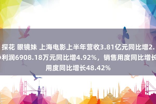 探花 眼镜妹 上海电影上半年营收3.81亿元同比增2.39%，净利润6908.18万元同比增4.92%，销售用度同比增长48.42%