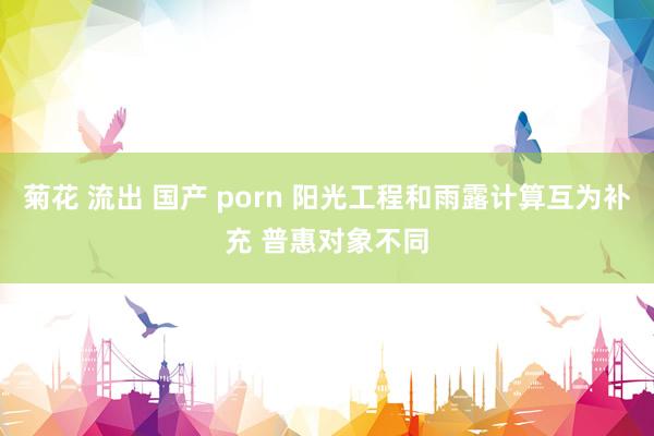 菊花 流出 国产 porn 阳光工程和雨露计算互为补充 普惠对象不同